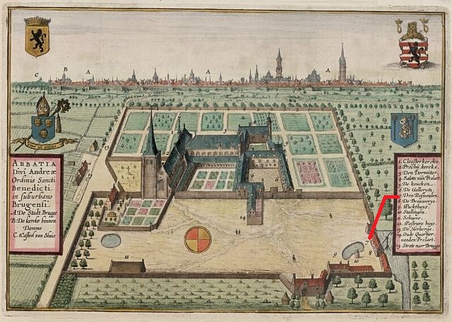 Sint-Andriesabdij en situering van Ruijs in ’t Veldt