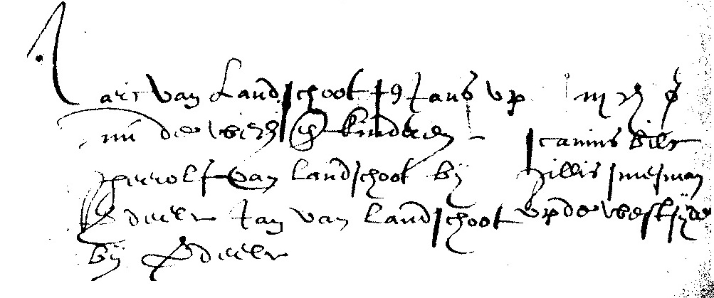 Historische voorstelling van het grondbezit van de familie Van Landschoot in Knesselare tussen 1571 en 1574