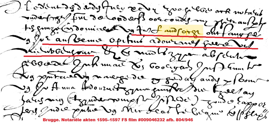 Jan Landsoght ontfanger van de Heer Anselme Optius Adornes, Heer van Nieuwenhove in 1597 - die een schoonbroer was van Jan Landsoght 