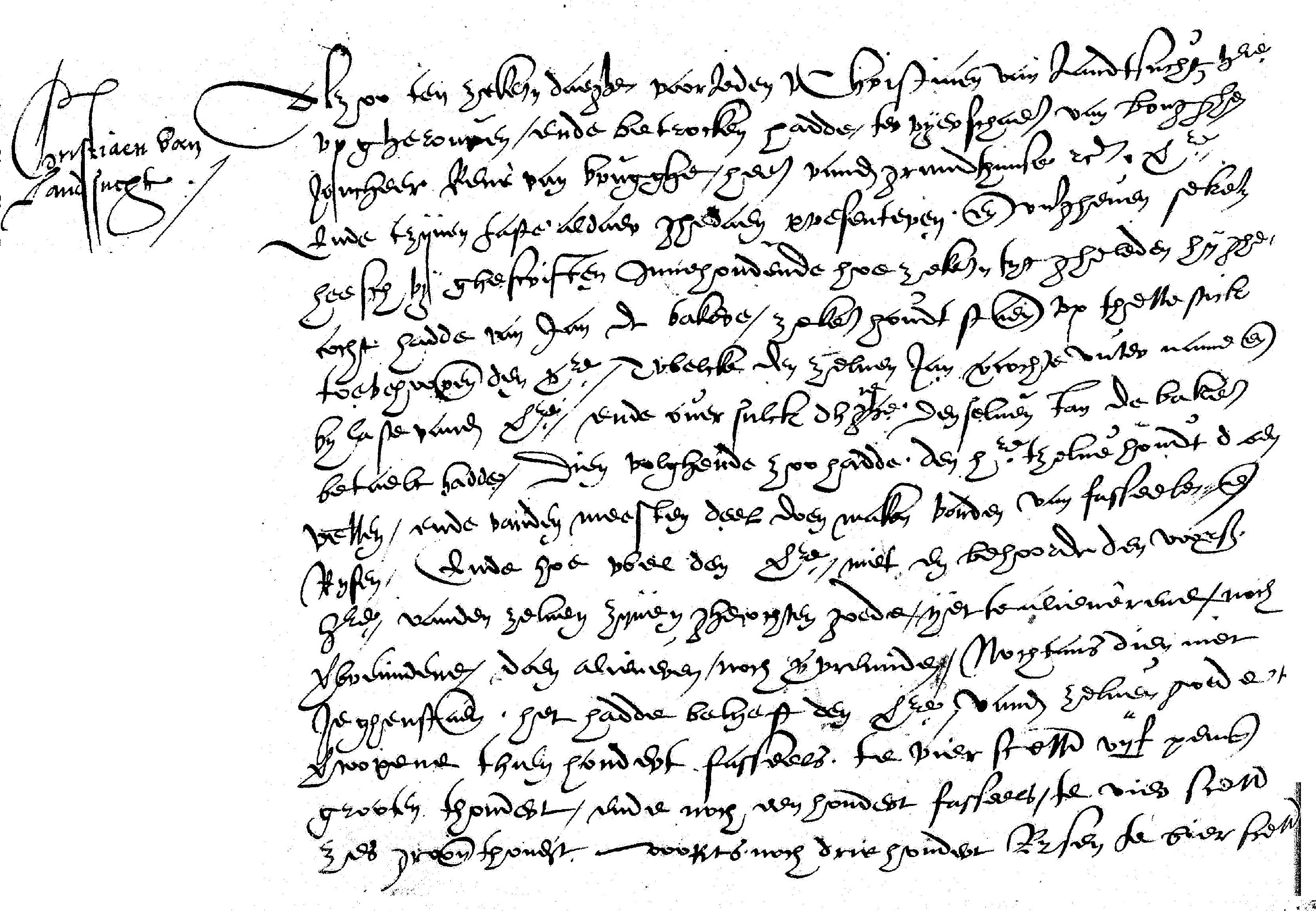 Aktebeeld bij de rechtszaak van Christiaen van Landtsucht tegen René van Brugge, heer van Gruuthuse, Brugge 1553