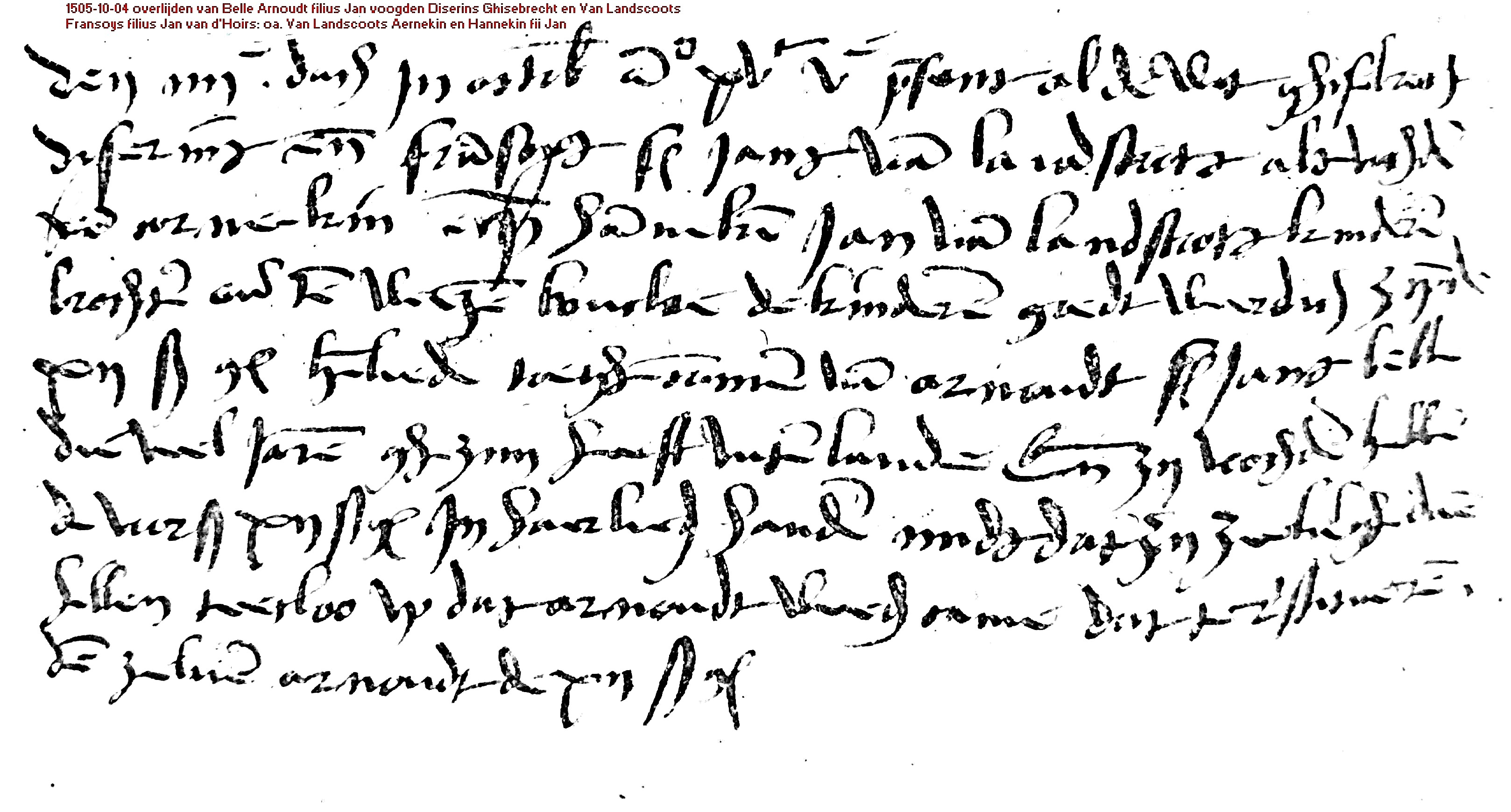 Weesakte Franchois van Landschoot 1505